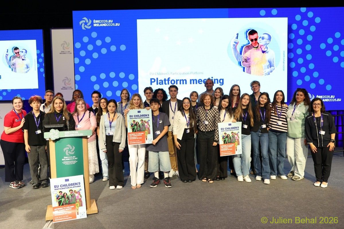 Children at the high-level Conference in Dublin.